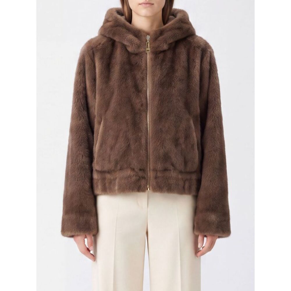 Liu Jo Women Hooded Faux Fur Jacket Liu Jo With Zip Closure